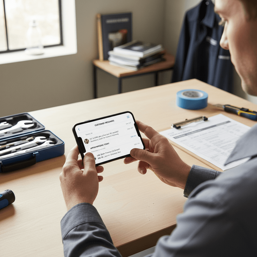 Service technician receiving appointment reminder